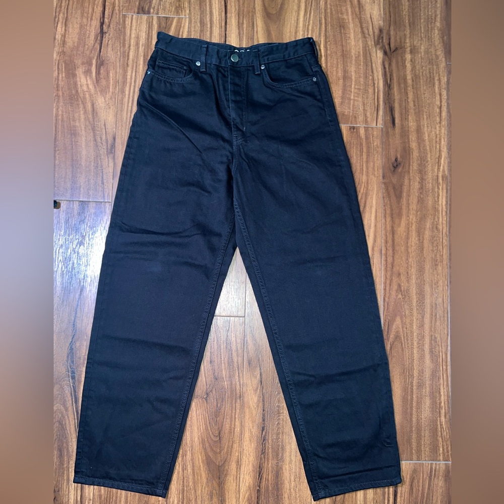 COS Black Denim Jeans Tapered Leg High Rise Ankle Length